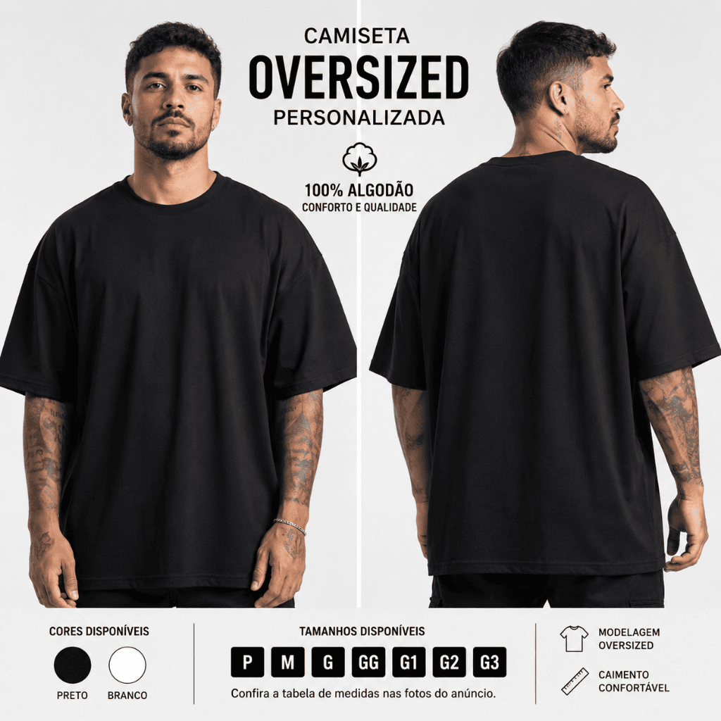 OVERSIZED T-shirt customized with your art and idea, 200g 100% cotton, plus size t-shirt.