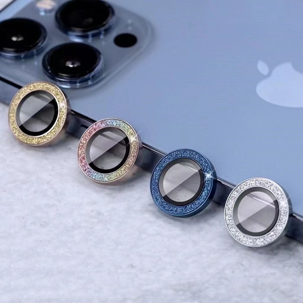 Protetor de Lente com Strass Para iPhone 11 Pro 12 13 Mini 14 15 16 Plus 17 Max Air Fácil Instalação