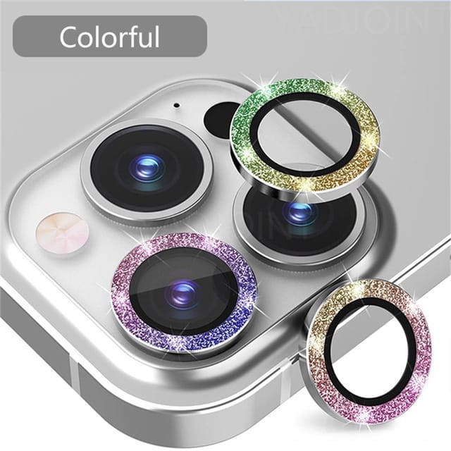 Aro de Lente Com Brilho Strass Para iPhone 11 Pro 12 13 Mini 14 15 16 Plus 17 Max Air capa protetora à prova d'água