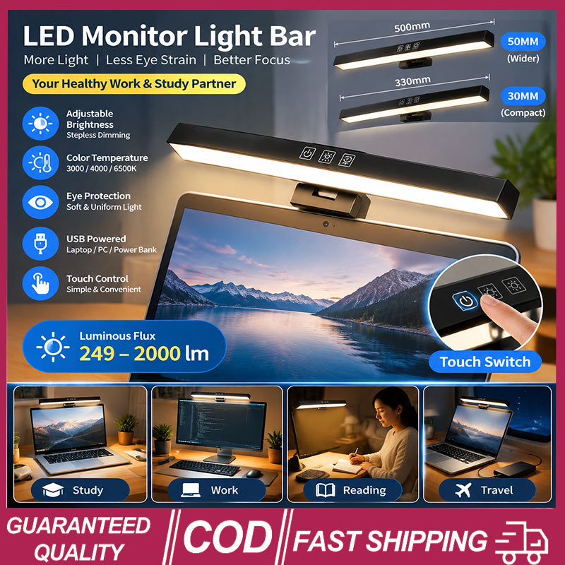 [Novo Atualizado] 2pcs Barra De Luz De Monitor Led Suspensa De Tela Regulável Contínua Lâmpada De Mesa Para Cuidados Com