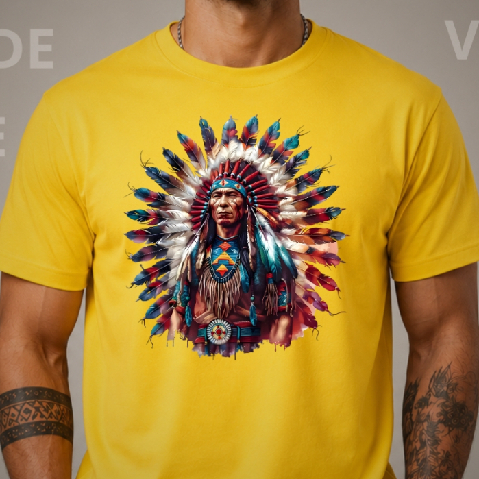 Camiseta Índio Apache Masculina Estampa Tribal Indígena Country Premium Algodão