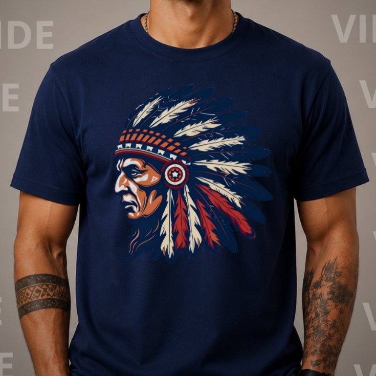 Camiseta Masculina Estampa Índio Tribal Nativo Premium Streetwear Casual Algodã