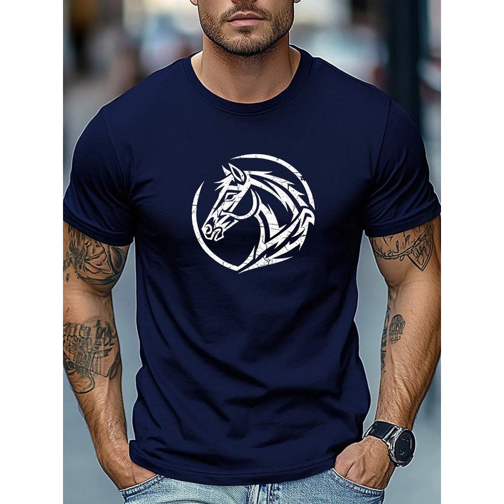 Camiseta Masculina Cavalo Tribal 100% Algodão Premium Estilo