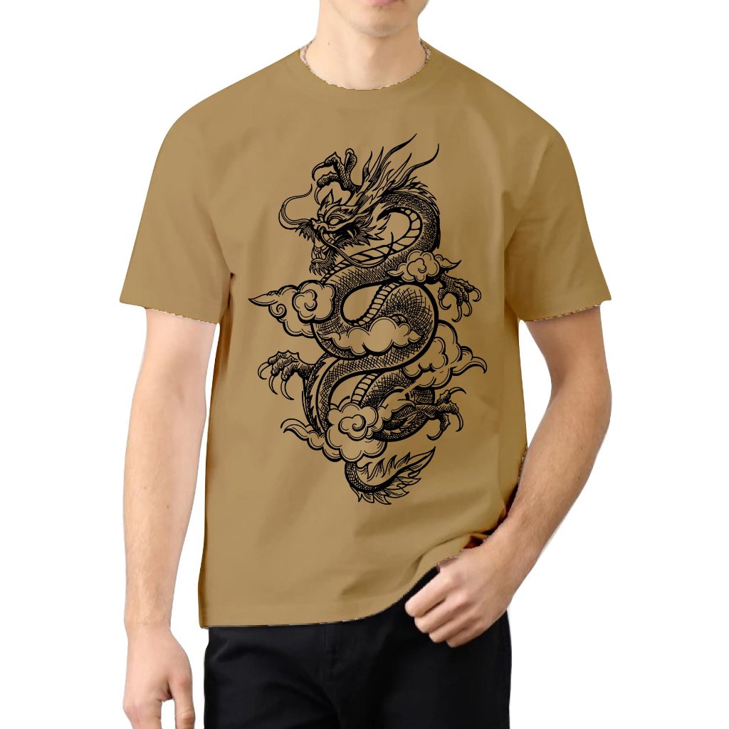 Camiseta Casual Masculina Algodão Premium Dragão Tribal