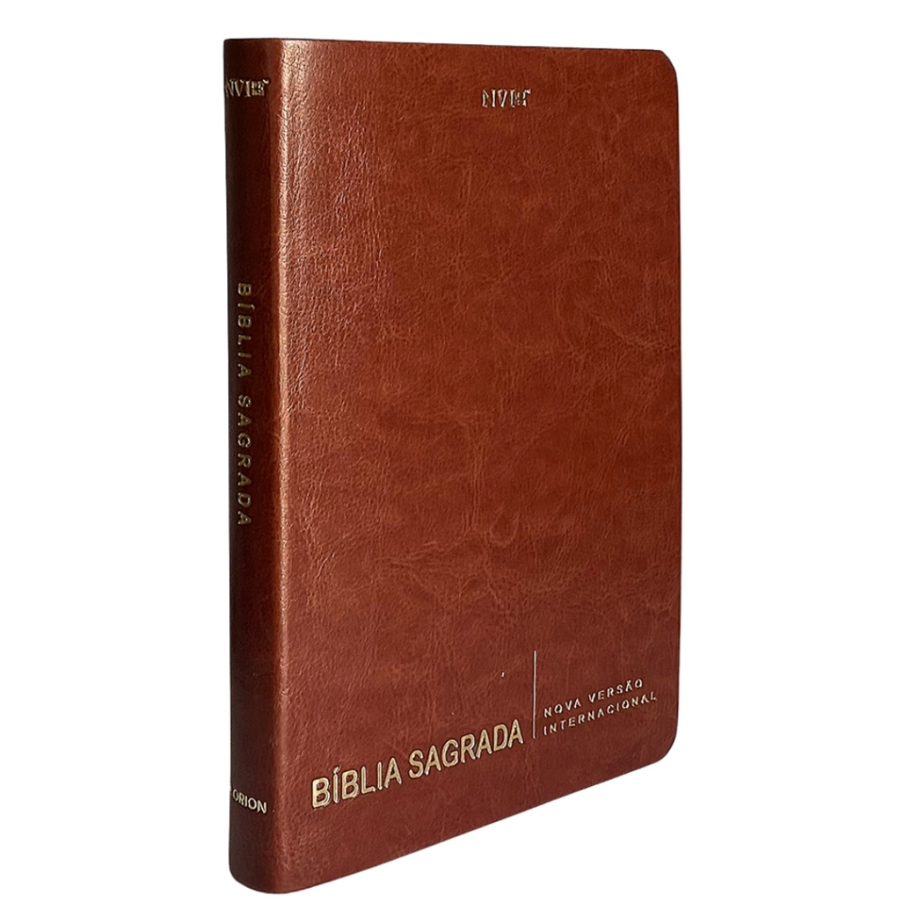 Bíblia Sagrada Slim Capa Marrom Luxo Nova Versão Internacional Leitura de Fácil Entendimento