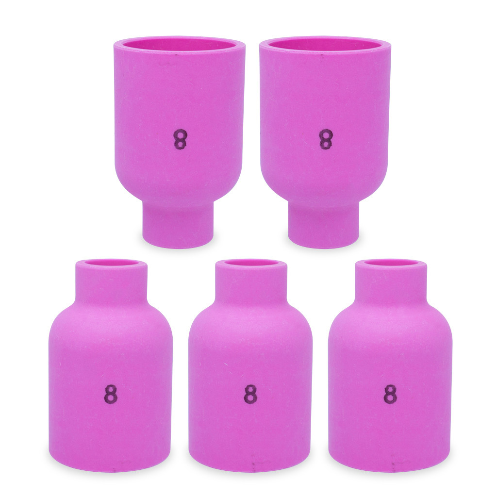 Kit Com 5 Pçs Bocal De Cerâmica Tig 57n74 N° 8 Gas Lens Pesado