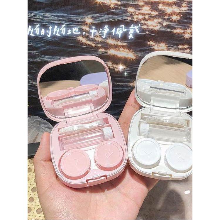 [Selection] Portable, compact, and leak-proof three-piece contact lens case set with a mirror, perfect for travel and bu