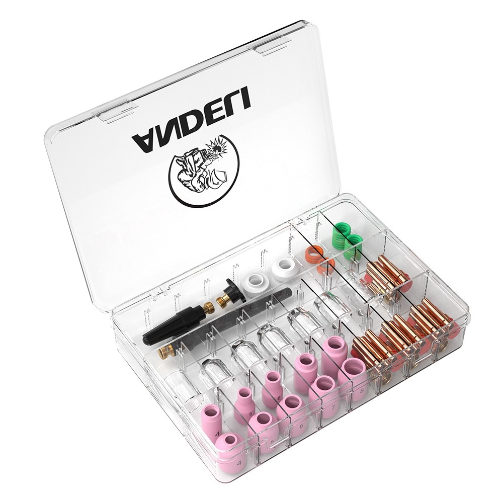 Pronto Entrega Kit-68 Pçs Acessórios Tig Gás Lens Bocal Difusor  Pinça Para Tocha Tig Wp-17/18/26