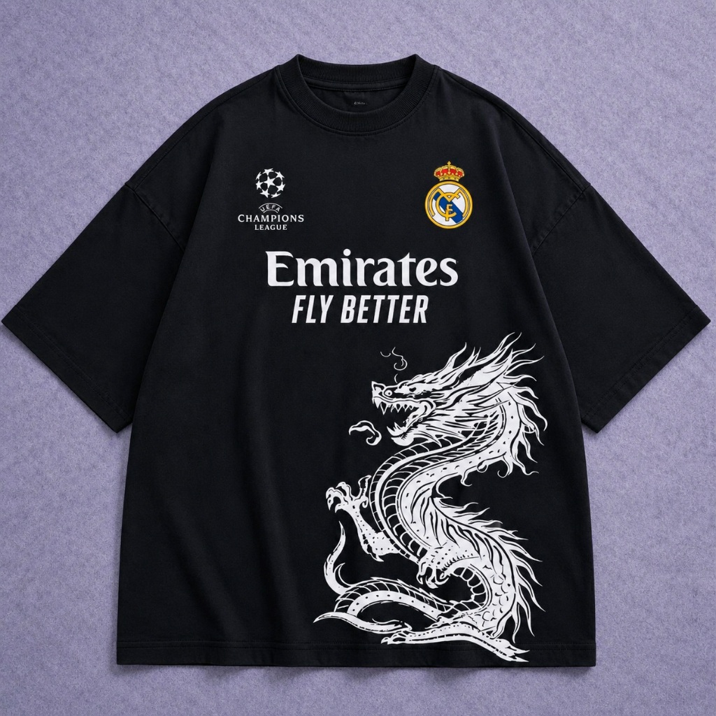 Camiseta Oversized Futebol Real Madri Time Merengue Champions 100% Algodão Unissex