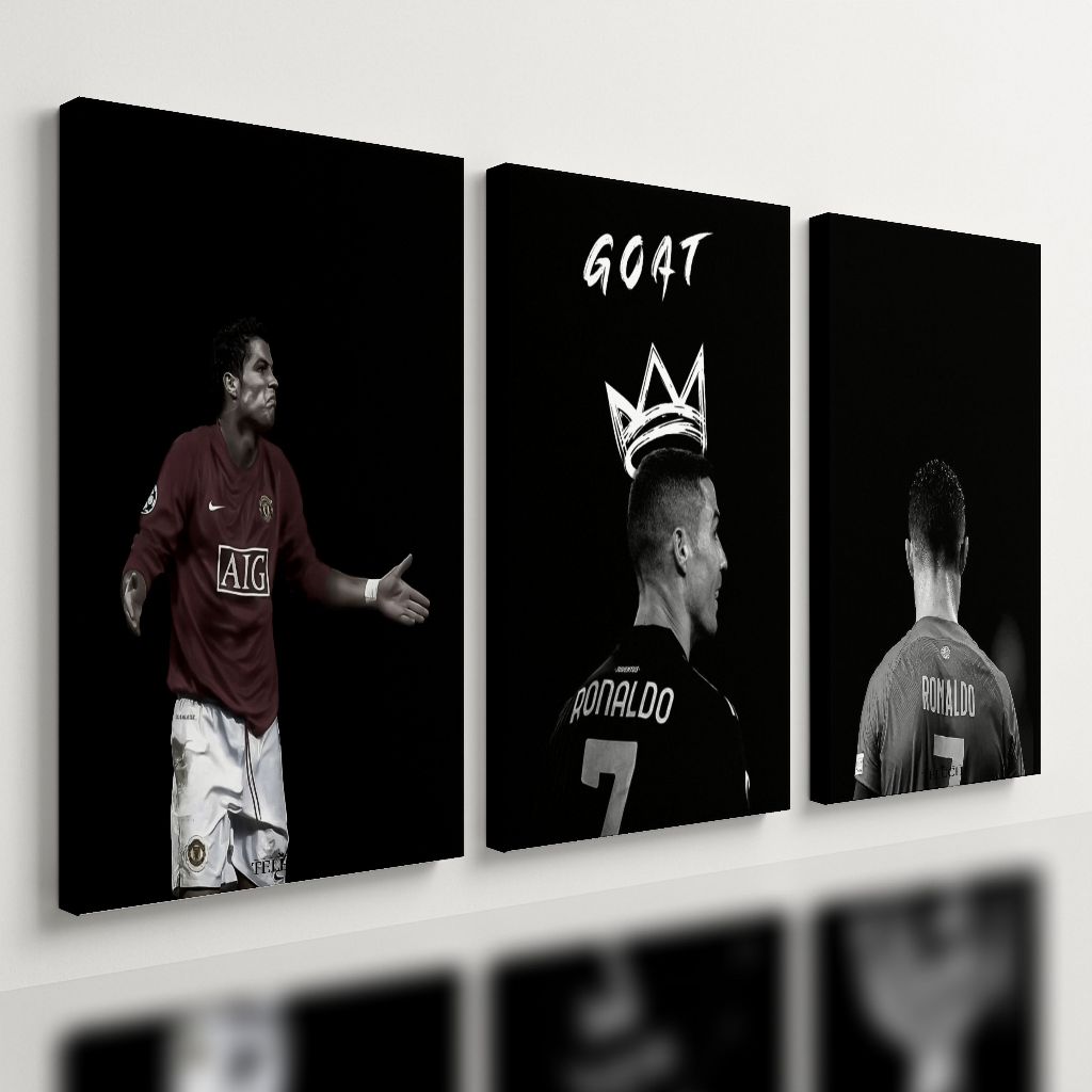 Kit 3 - Quadro Cr7 Goat Futebol Time Real Madrid Mdf Tratado