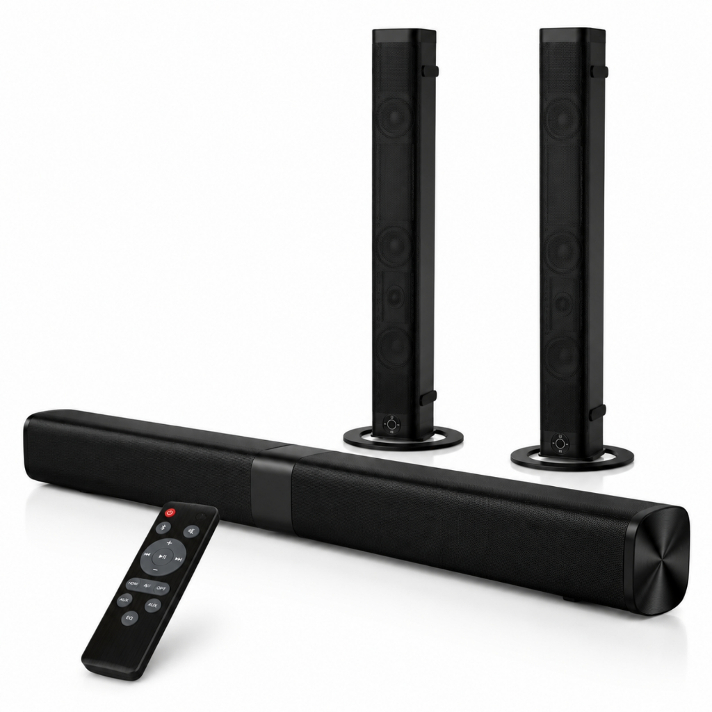 Soundbar TV Bluetooth 120W 2 em 1 Desmontável Modo Torre HDMI ARC Óptico AUX USB