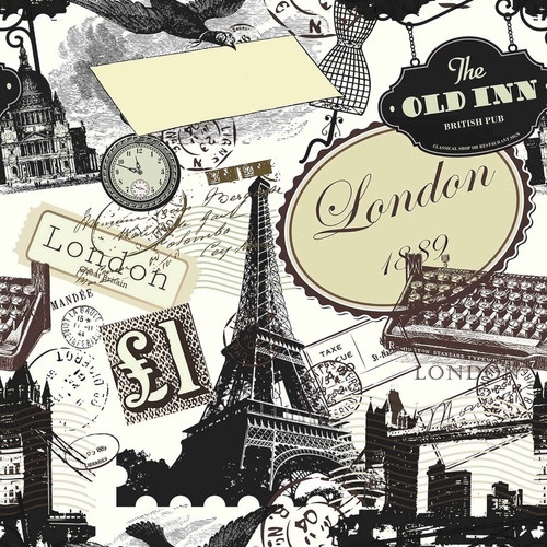 Papel De Parede Londres London Paris Vintage Adesivo