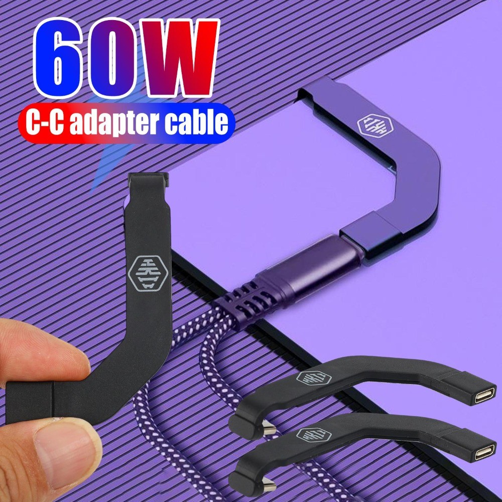 Ultra Fino 60W Flexível 90 ° Dobrar Cabo De Fita Macia De Alta Velocidade 10Gbps Duplo Tipo C Adaptador De Transmissão D