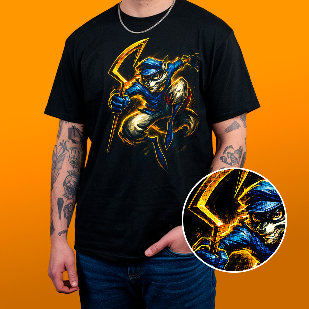 Camiseta Sly Cooper - Estampa Reticulada Algodão 30.1