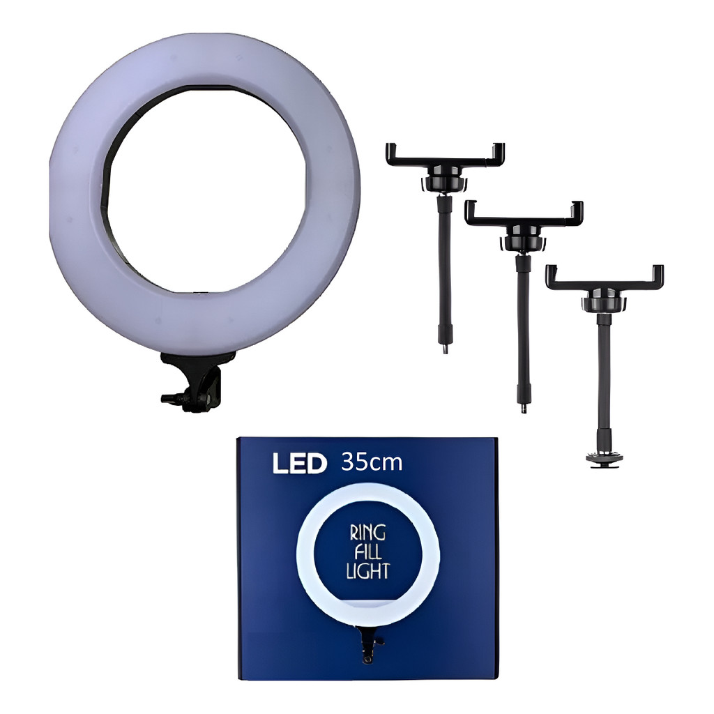 Ring Fill Light De Sacola 3 Sup Celular Preto Estrutura Luz Branca Quente Iluminador Portátil C/ Tripé De TomateTv 048