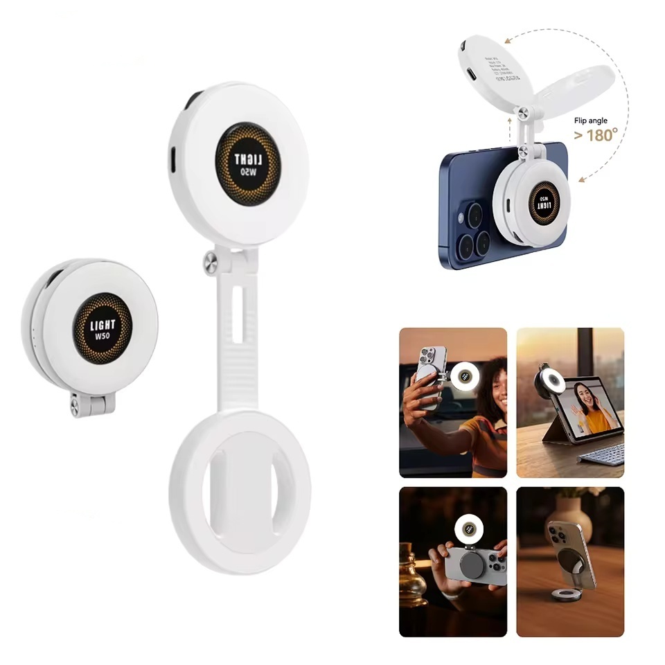 MagSafe Video Light Bi-Color Selfie Flip Fill Como Suporte De Telefone Para Vídeo Vlog Adequado Todos Os smartphones