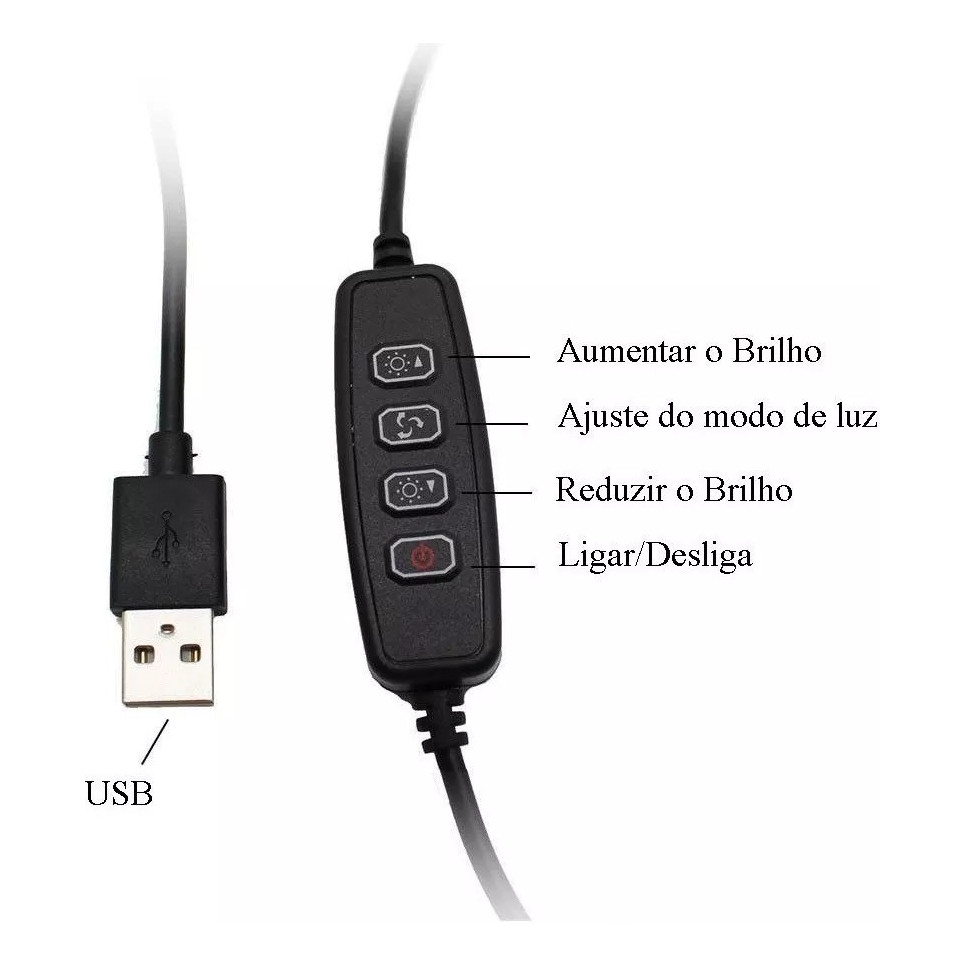 RING FILL LIGHT Iluminador Para Celular Com tripe E ajuste De Cores