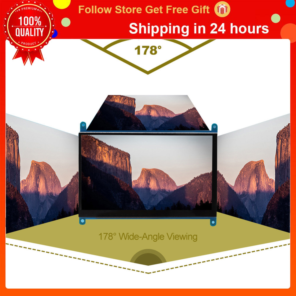 swsww Ciglow Raspberry Monitor 7 Polegada 1024x600 Ultra HD LCD Tela sensível ao toque capacitiva HDMI para compatível
