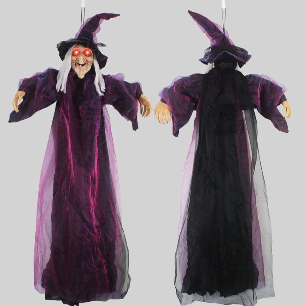 Light Up Hanging Witch Decoration Halloween Spooky Witch Ornament for Indoor Outdoor Party Decor
