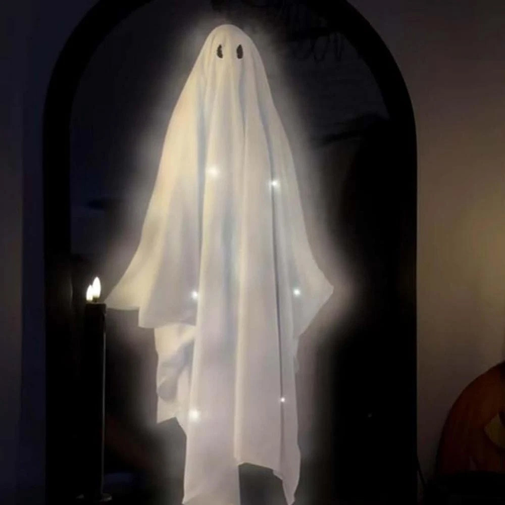 LED Light Up Hanging Ghost Halloween Decorations White Sheet Ghost Prop for Indoor Outdoor Home Party