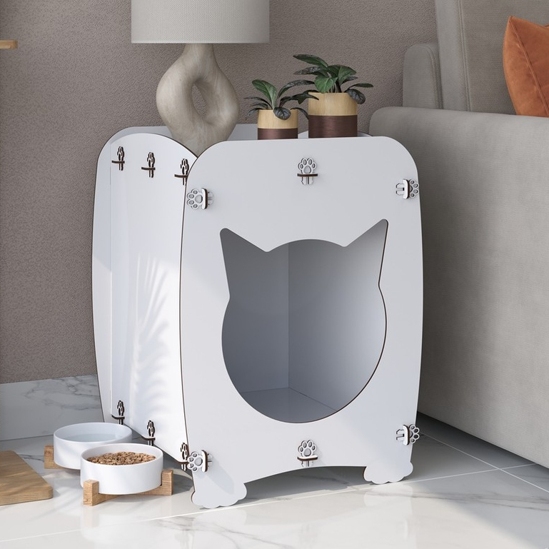 Mesa de Cabeceira Casinha Pet para Gato e Cachorro Design Moderno em MDF Multifuncional Ofertamo