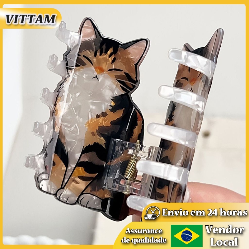 VITTA Cat Scratch Clip Design Tanuki Cat Grampo de cabelo Menina Coração Engraçado Cabeça Traseira Tubarão Clipe
