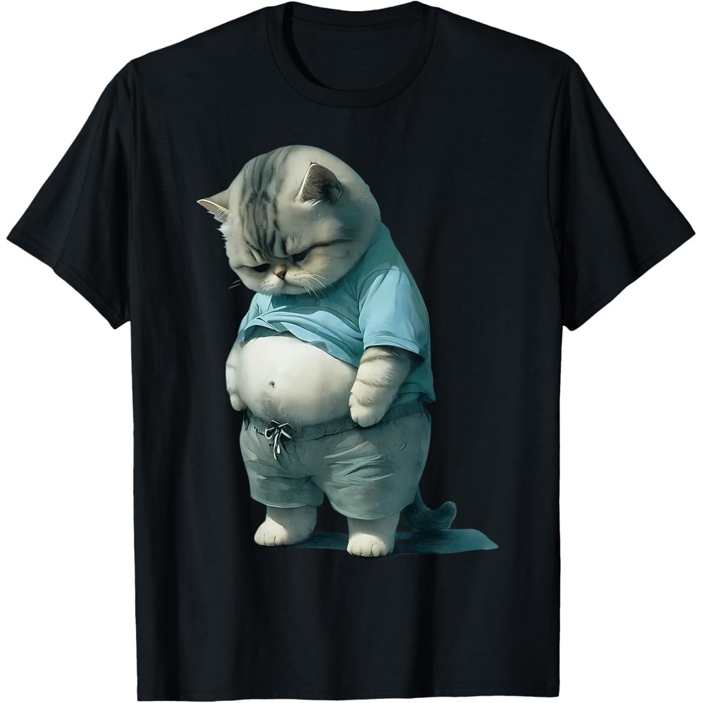 2026 Camiseta Masculina Funny Fat Cat Art Design Fat Kitten Cat Lover T-Shirt