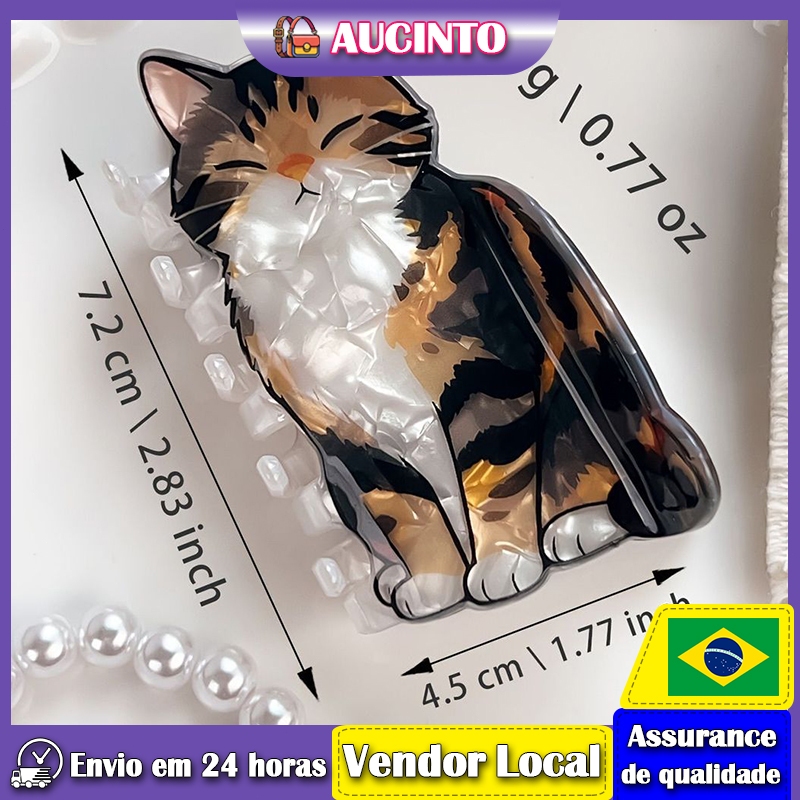 Aucinto Cat Scratch Clip Design Tanuki Cat Hair Clip Menina Coração Engraçado Cabeça Traseira Tubarão Clipe