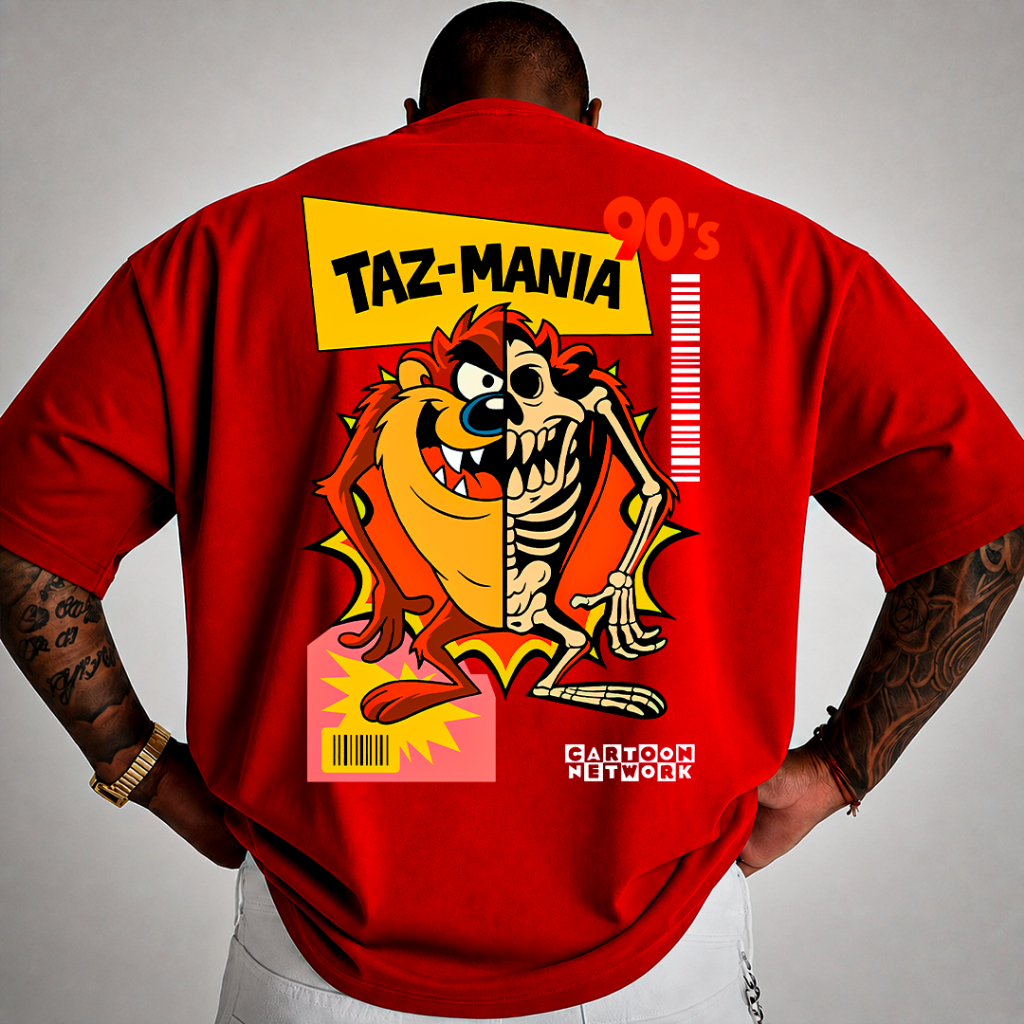 Camiseta Tazz Mania Desenho Anos 90 Algodão Unissex Cartoon Vintage Clássico