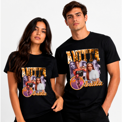 Camiseta Unissex Algodão Anitta Cantora 90's Vintage Bootleg Retrô