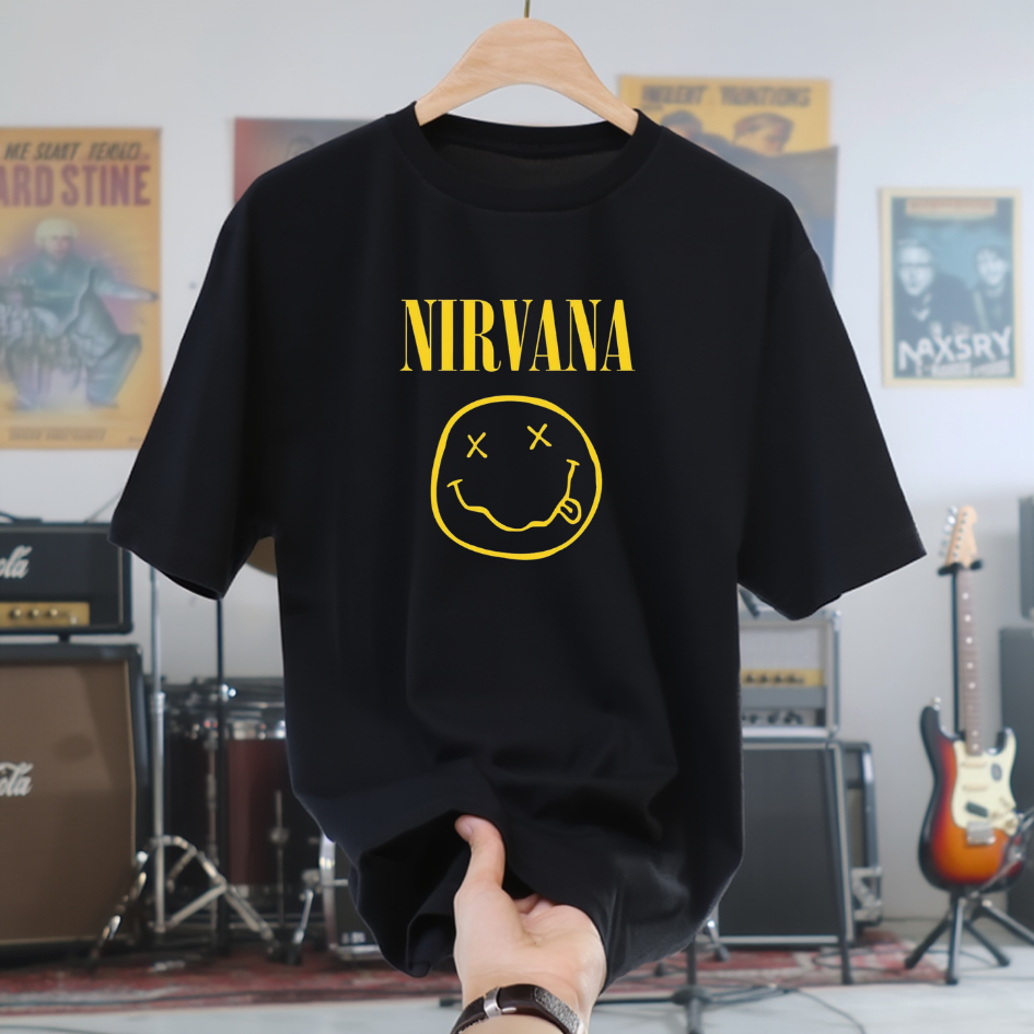 Camiseta Nirvana Retrô Blusa Anos 90 100% Algodão Banda de Rock Vintage Unissex Personalizada