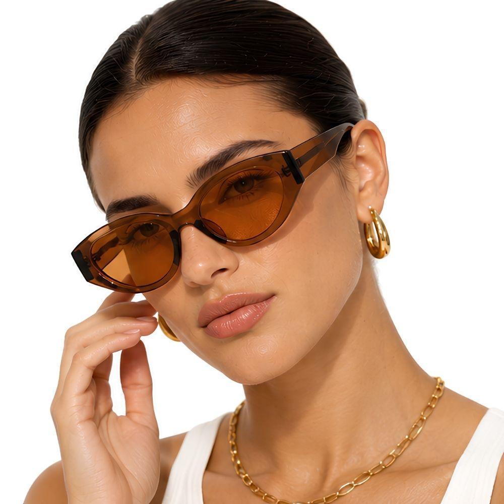 Óculos de Sol Feminino Oval Premium Acetato UV400 Retrô Vintage Y2K Anos 90 + Case e Flanela