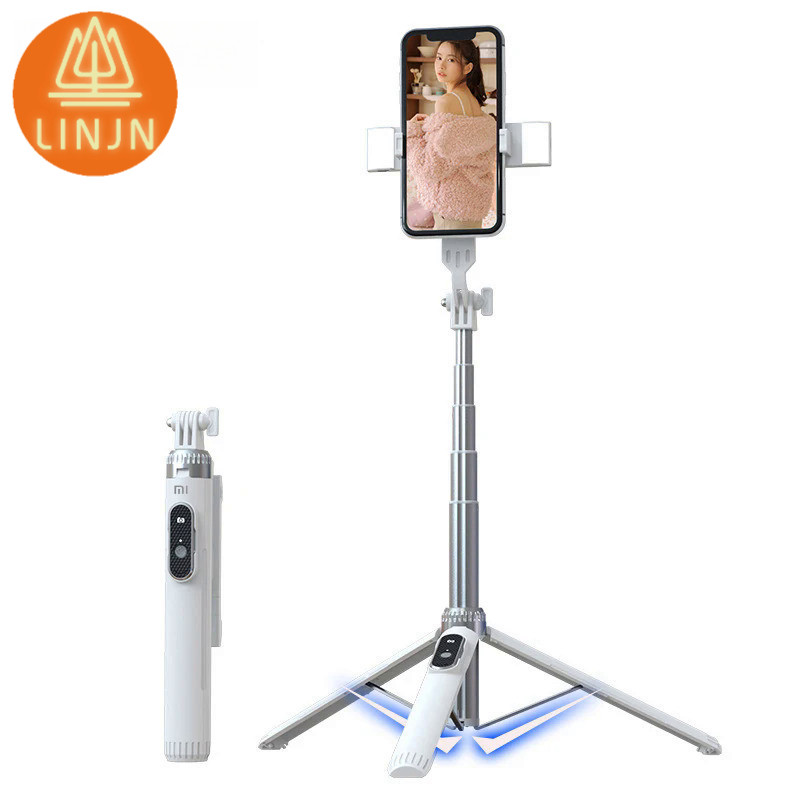 LinJn Tripé Selfie Vara Suporte Do Telefone Móvel Bluetooth Com Controle Remoto Anel Luz Haste Telescópica