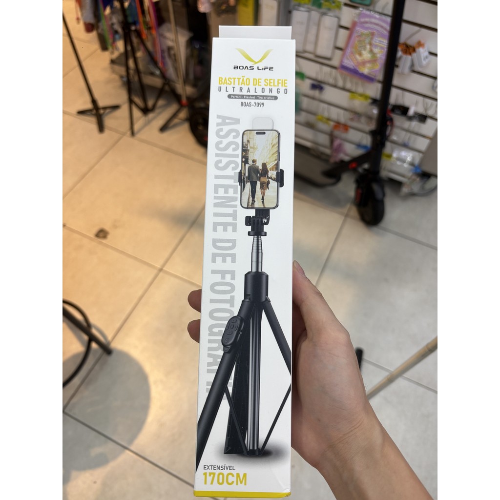 Tripé extra longo1700 mm controle remoto Bluetooth Ajuste telescópico de altura pau de selfie