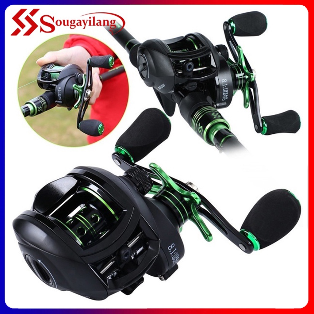 Sougayilang Carretilha de pesca 12+1 Ball Bearings 8.1:1 Gear Ratio Max Drag 6-8KG