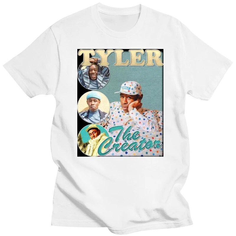 Camiseta T-Shirt Tyler The-C-reator Shirt Bootleg Rap Tee Manga Curta Unisex Preto Vintage