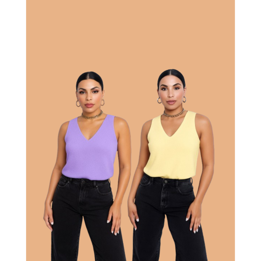 Blusa Regata Duna Feminina Color Candy Kit 2 Regatas