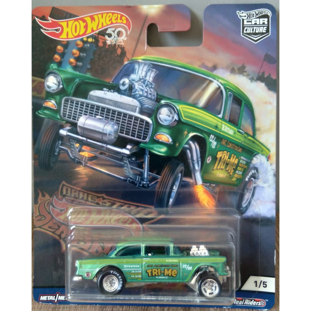 Hot Wheels '55 Chevy Bel Air Gasser Drag Strip Demons Real Riders