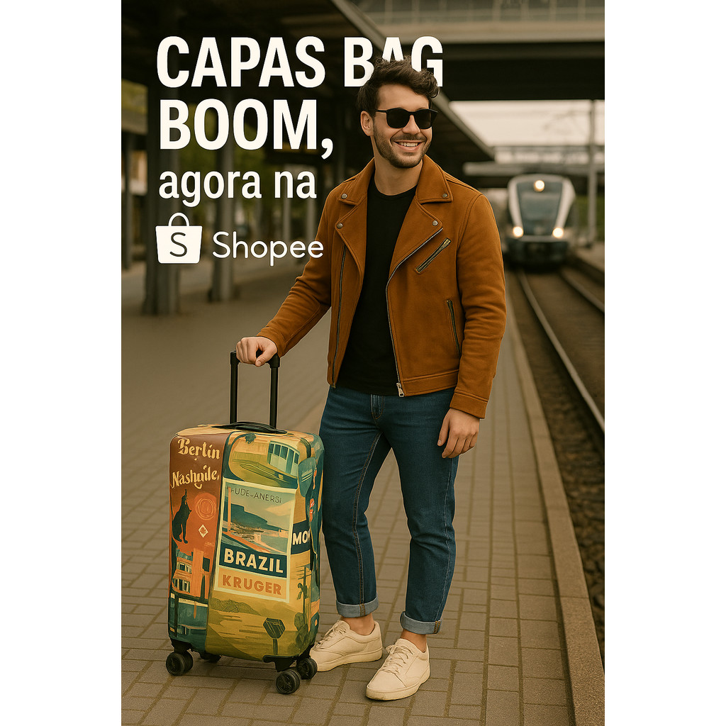 Capa de Mala Estampada Bag Boom • Suplex 300g • Zíper e Elástico • Tamanhos P M G GG