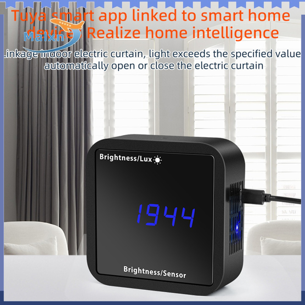 Malxn-br Tuya Smart Light Sensor Monitor de temperatura e umidade com grande display LED APP Acesso remoto e controle