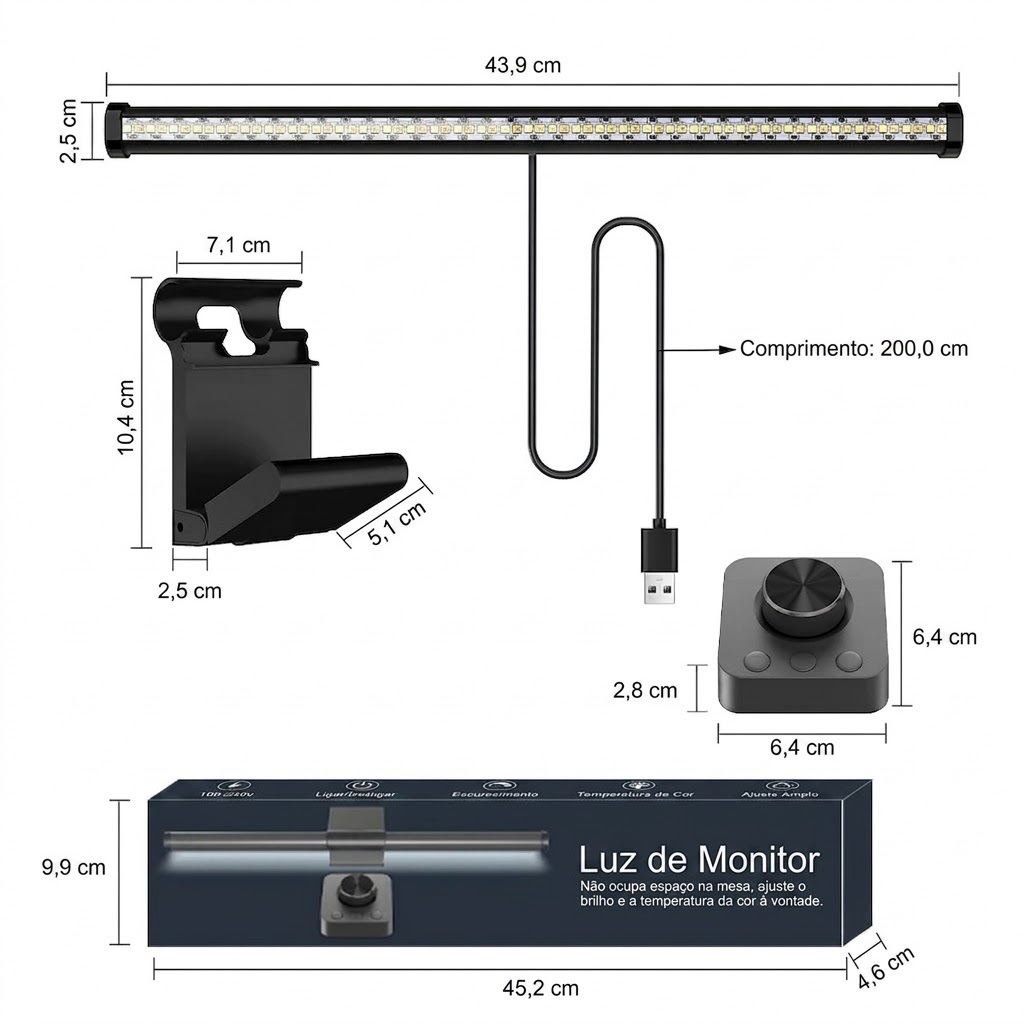 Barra de Luz Monitor Light Bar Lâmpada de tela Led Stepless De Computador