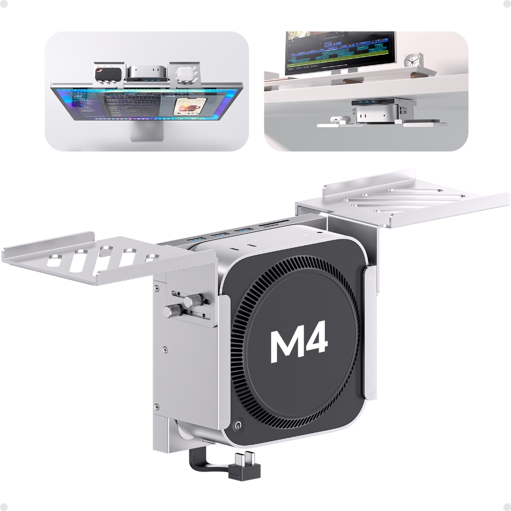 Dock e Suporte PULWTOP para Mac mini M4 para SSD M.2 NVMe de até 8 TB, HDMI 4K60Hz e 3 USB-A 10Gbps para Mac mini M4