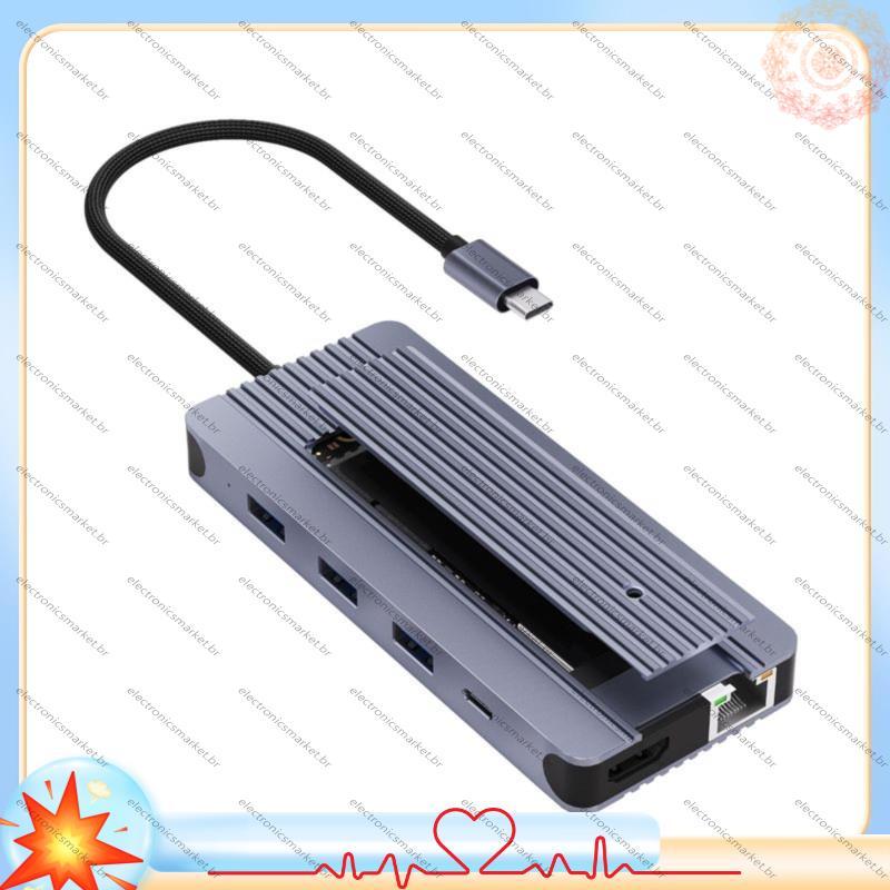 [Em Vendas E] M . 2 SSD 12 1 USB-C Hub Docking Station Tipo 4K60Hz/RJ45 1000Mbps/PD100W/USB3.0 5Gbps Para PC Laptop