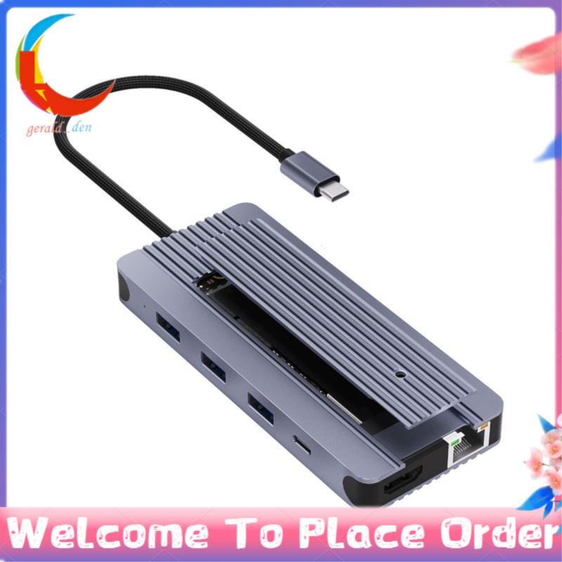 12 Em 1 M . 2 SSD USB C Hub Docking Station 4K60Hz/RJ45 1000Mbps/PD100W/USB3.0 5Gbps Tipo Para PC Portátil