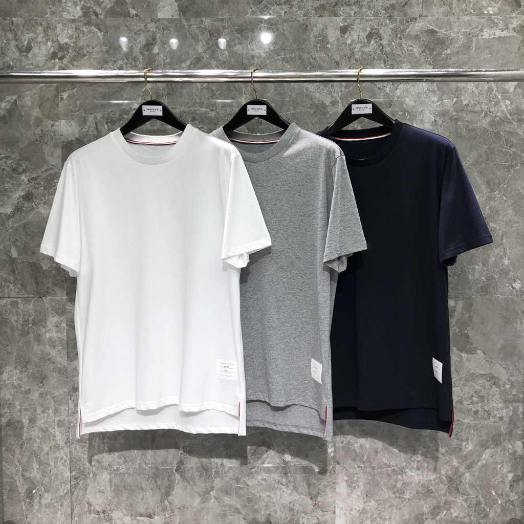 HYQQ thombrowne Short-sleeved summer four-stripe classic solid color basic loose casual half-sleeve T T-shirt Fashion