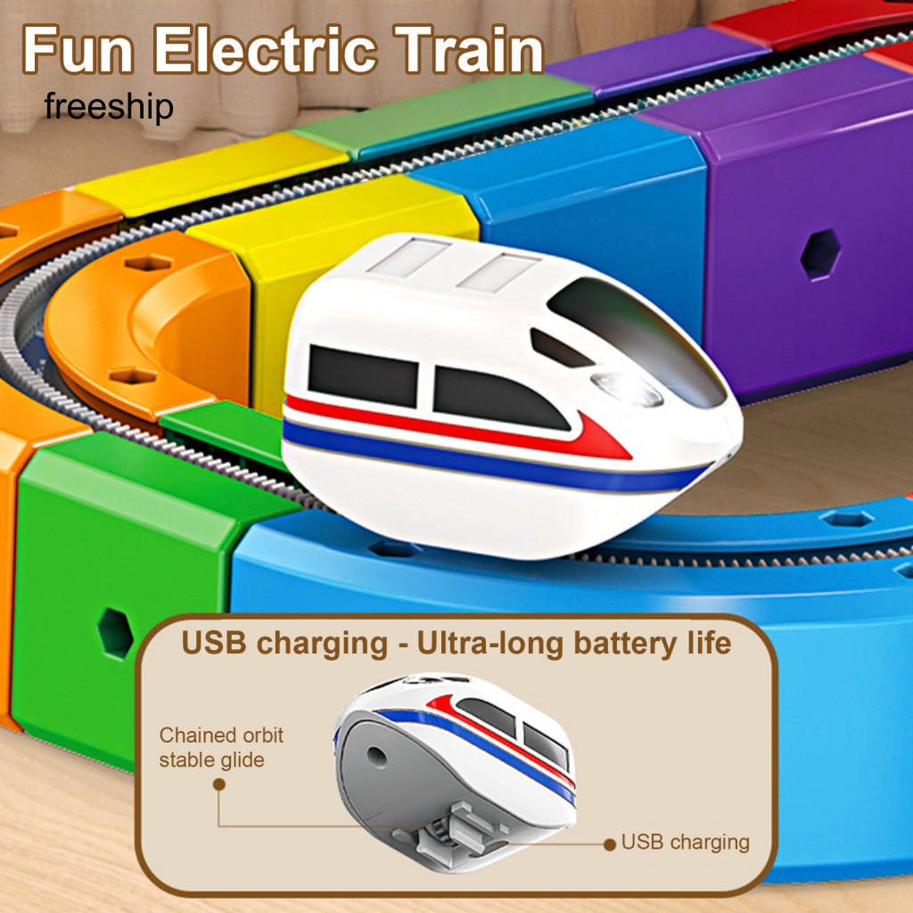 Play Train Set Rechargeable Toy 1 or 2 Pcs Usb Electric for Kids Educational Simulation Track Perfect Gift for Toddlers