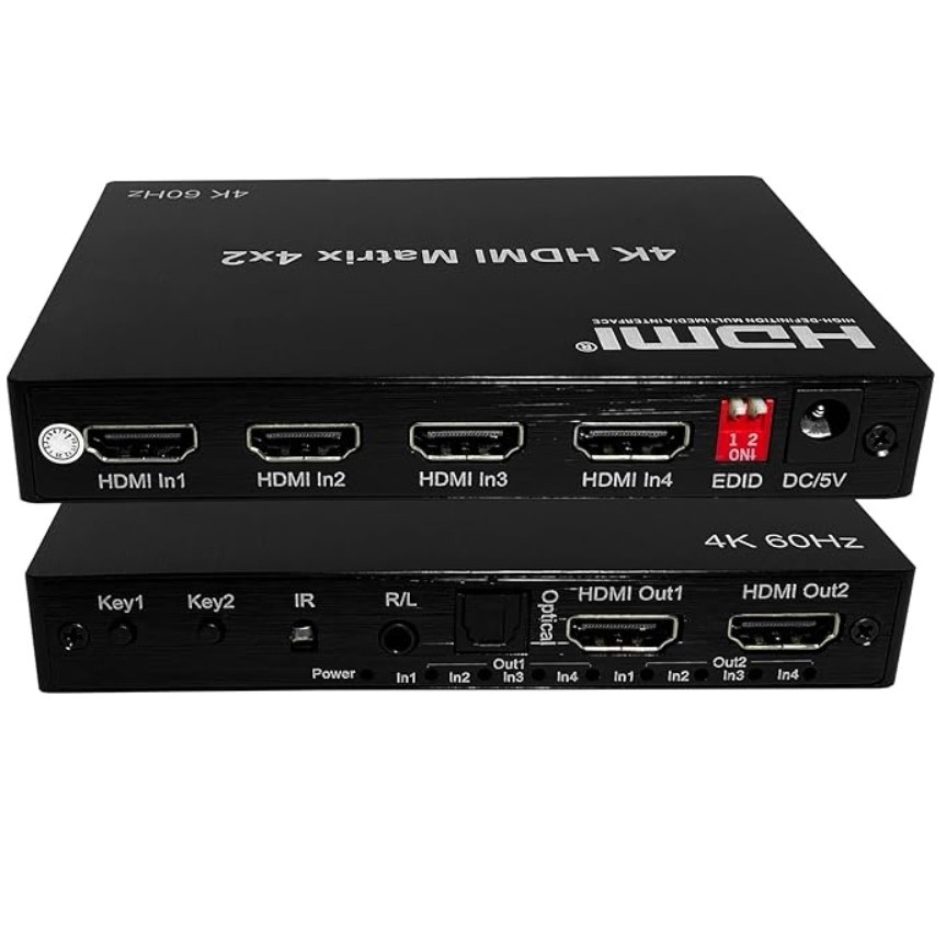 SPLITTER SWITCH MATRIX HDMI 4X2 3D 4K COM CONTROLE REMOTO