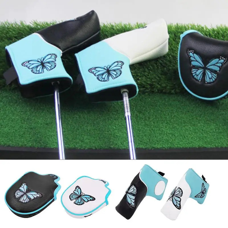 Golf Club Covers Magnetic Golf Putter Protector Waterproof Golf Putter Head Cover With Butterfly Embroidery Pattern for