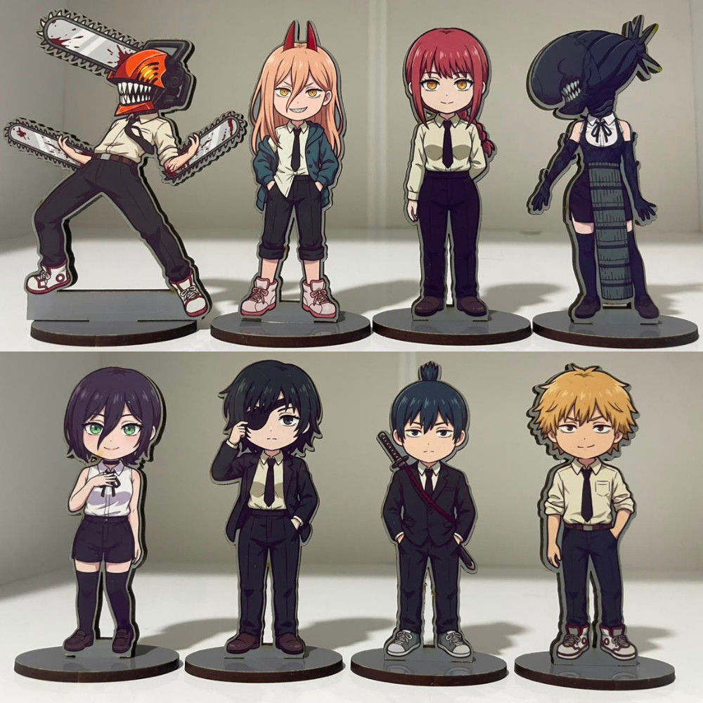 Display Chainsaw man Denji Power Makima Aki reze Himeno decoração pochita estilo action figure mdf