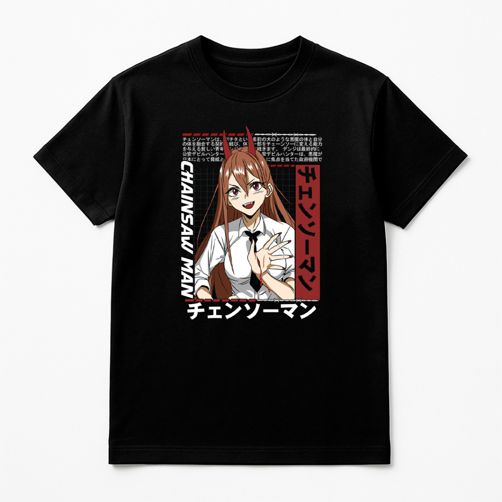 Camiseta Masculina Preta Power Chainsaw Man